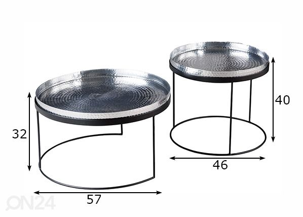 Sarjapöytä Elements, 2 kpl mitat