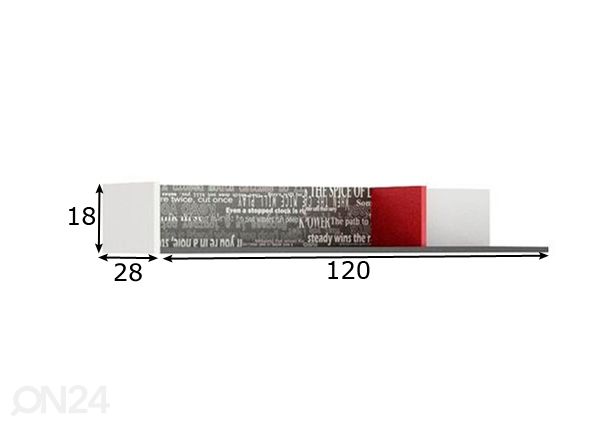 Seinähylly 120 cm mitat