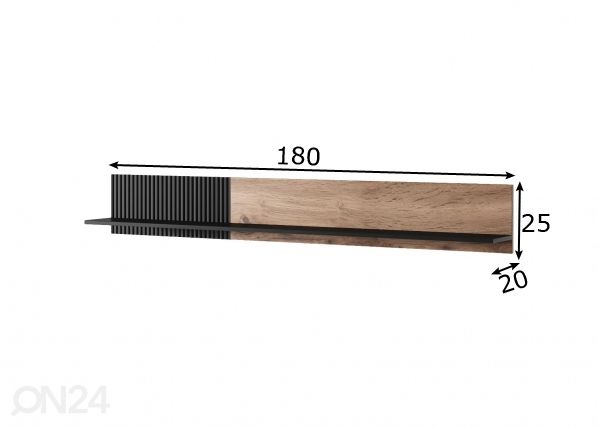 Seinähylly 180 cm mitat