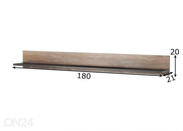 Seinähylly 180 cm mitat