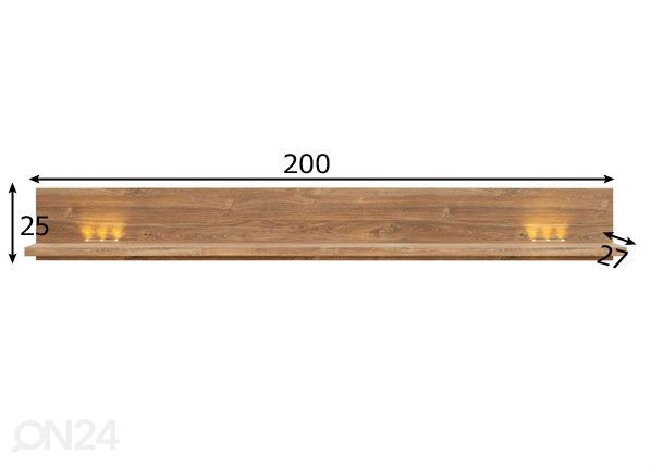 Seinähylly 200 cm mitat