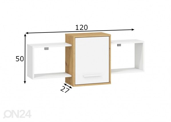 Seinähylly Clon 120 cm mitat