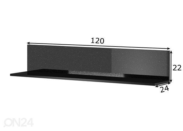 Seinähylly, musta 120 cm mitat