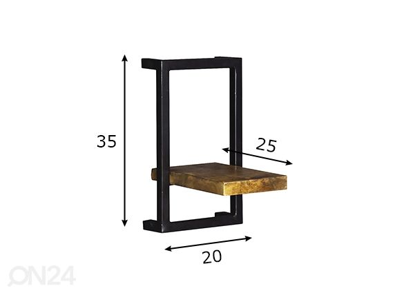 Seinähylly Sidney 20 cm mitat