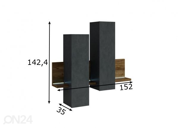 Seinäkaappi 152 cm mitat