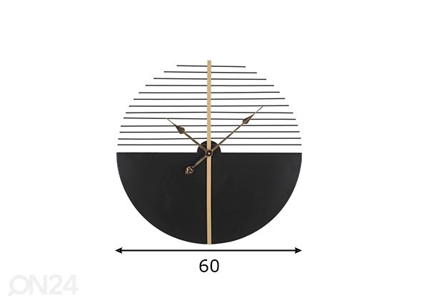 Seinäkello Ø60 cm, musta / kulta mitat