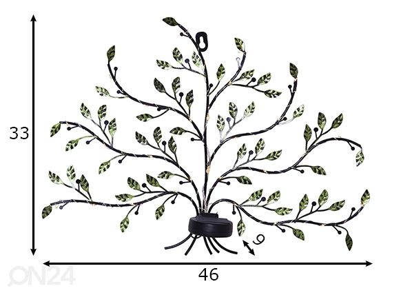 Seinäkoriste aurinkokennolla Tree of life mitat