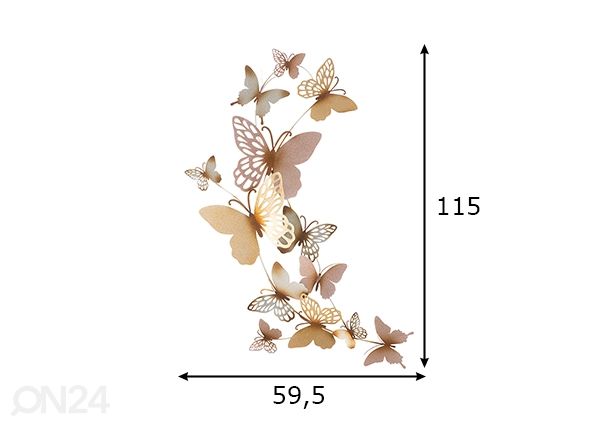 Seinäkoriste Butterflies 59,5x111,5 cm mitat