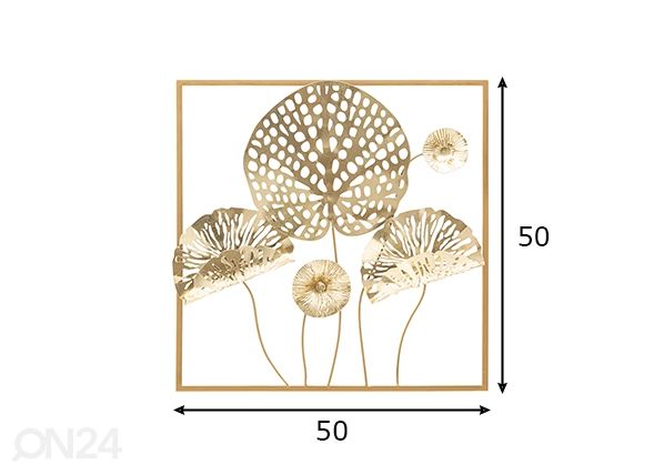 Seinäkoriste Gold Flower 50x50 cm mitat