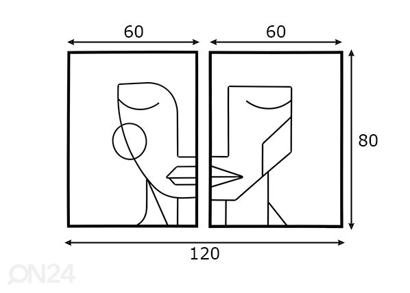 Seinäkoristeet Tribal 2 kpl 60x80 cm mitat