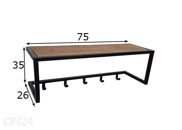 Seinänaulakko Abby 75 cm mitat