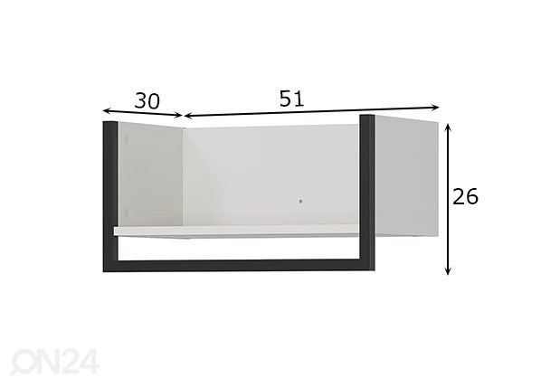 Seinänaulakko hyllyllä Madeo 51 cm mitat