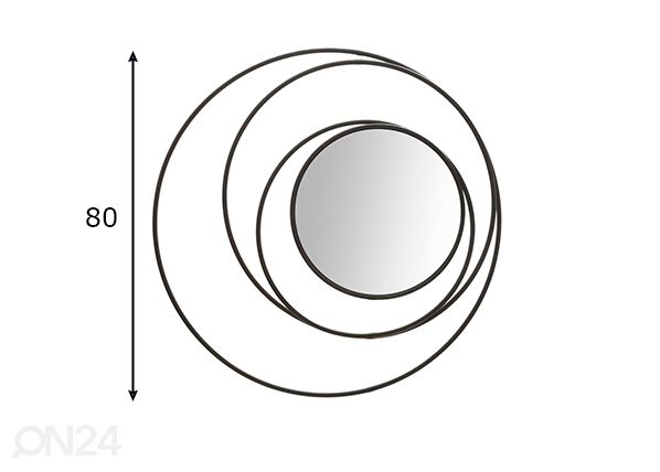 Seinäpeili Dark Ø80 cm, musta mitat