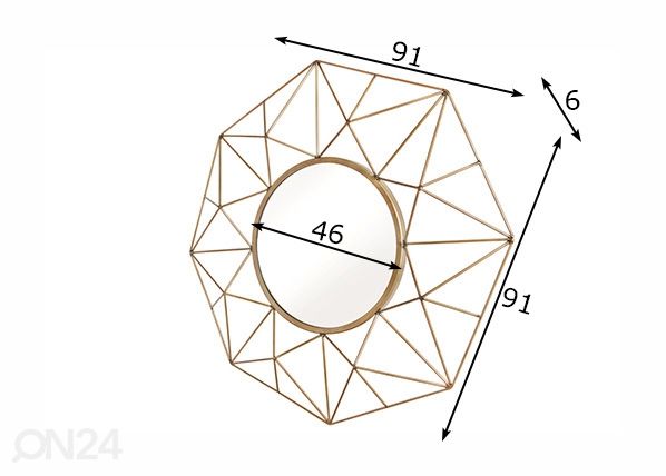 Seinäpeili Diamond 91x91 cm mitat