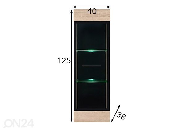 Seinävitriini 40 cm mitat