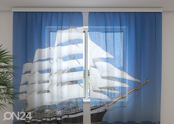 Sifonki-kuvaverho WHITE SAILING-SHIP 240x220 cm