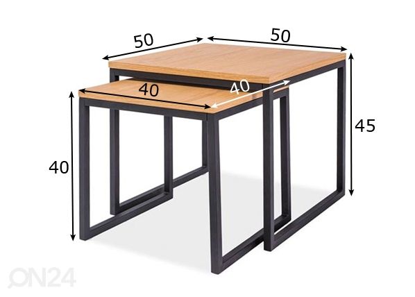 Sivupöydät 2 kpl mitat