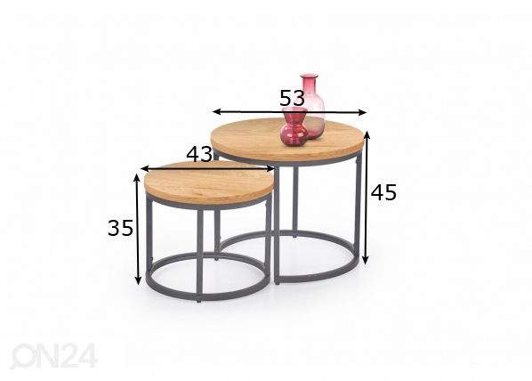 Sivupöydät 2 kpl mitat