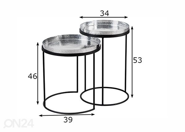 Sivupöydät Elements, 2 kpl mitat