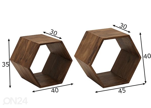 Sivupöydät Hexagon mitat