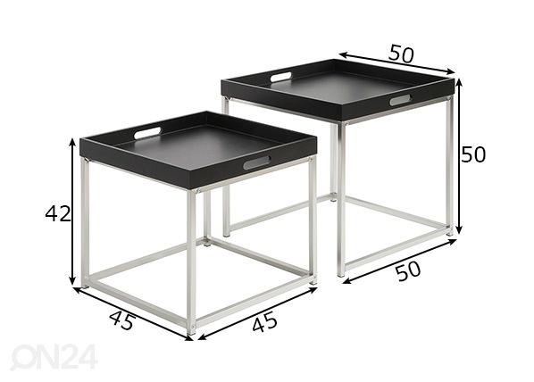 Sivupöydät / tarjoilupöydät Elements, 2 kpl mitat