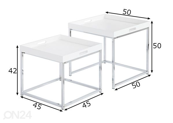 Sivupöydät / tarjoilupöydät Elements, 2 kpl mitat