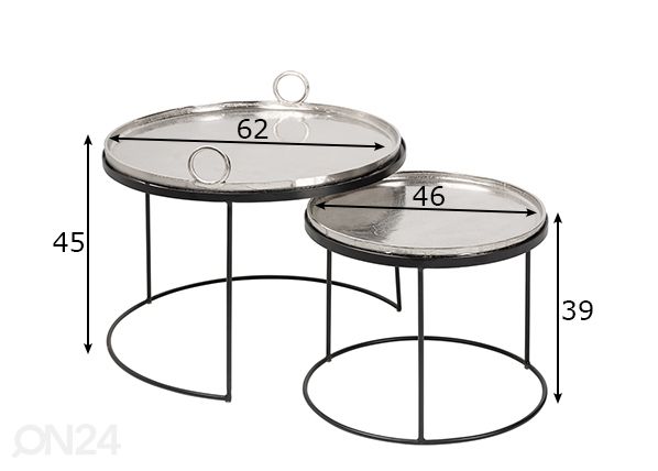 Sivupöydät / tarjoilupöydät Oriental, 2 kpl mitat