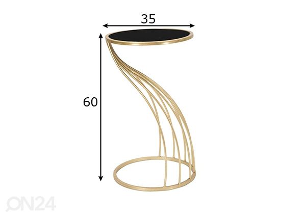 Sivupöytä Flush Ø35 cm, musta / kulta mitat