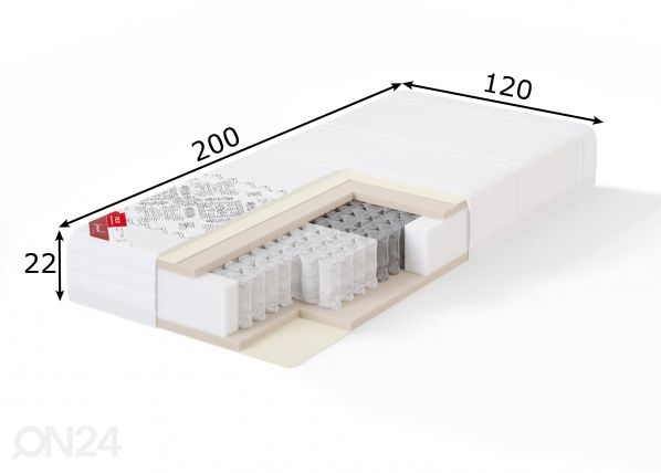 Sleepwell joustinpatja RED POCKET ETNO 120x200 cm mitat