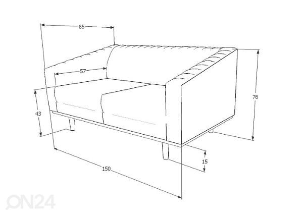 Sohva 2-istuttava mitat
