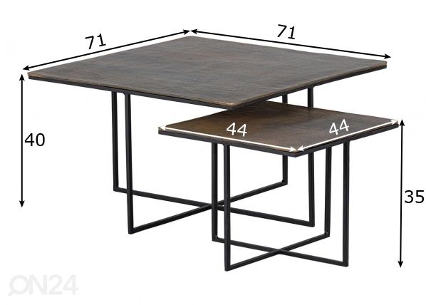 Sohvapöydät (2 kpl) mitat