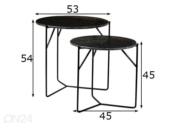 Sohvapöydät Marble, 2 kpl mitat