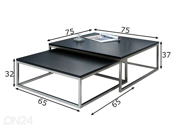 Sohvapöydät New elements, 2 kpl mitat