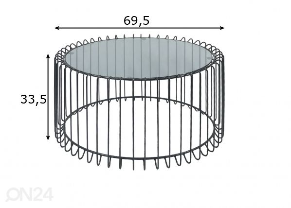 Sohvapöytä Ø 69,5 cm mitat