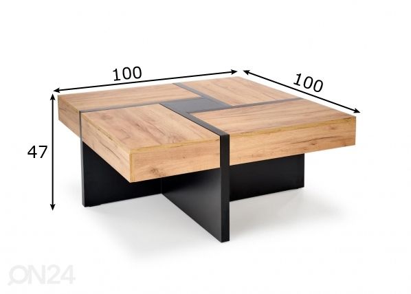 Sohvapöytä 100x100 cm mitat