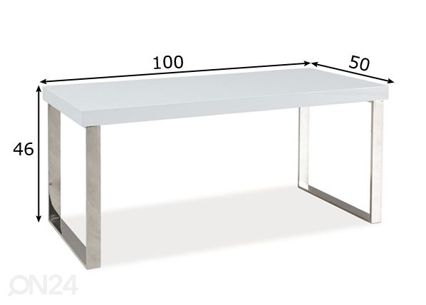 Sohvapöytä 100x50 cm, valkoinen mitat