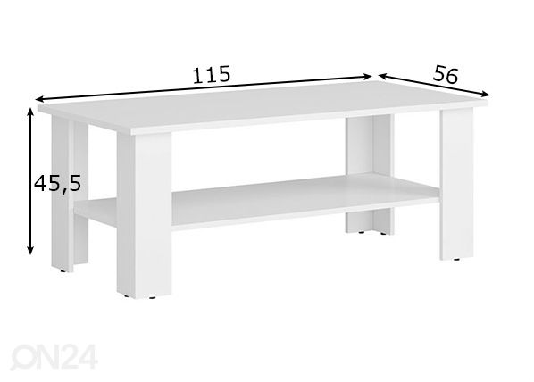 Sohvapöytä 115x56 cm mitat