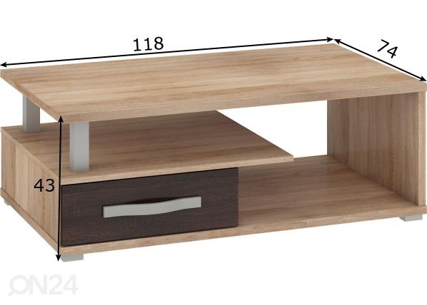 Sohvapöytä 118x74 cm mitat