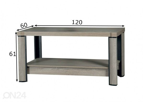 Sohvapöytä 120x60 cm mitat