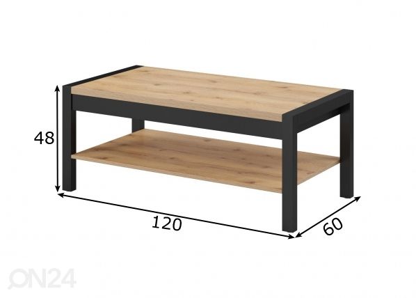 Sohvapöytä 120x60 cm mitat