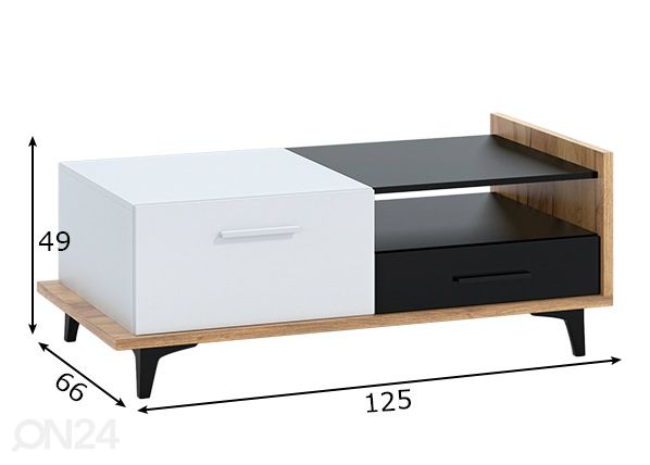 Sohvapöytä 125x66 cm mitat