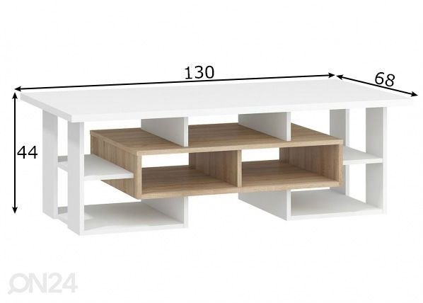 Sohvapöytä 130x68 cm mitat