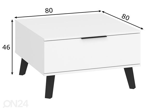 Sohvapöytä 80x80 cm mitat