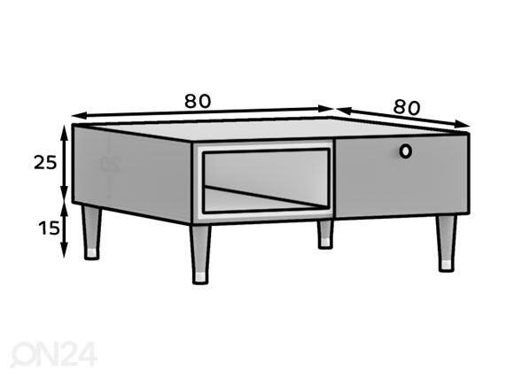 Sohvapöytä 80x80 cm mitat