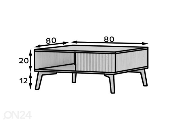 Sohvapöytä 80x80 cm mitat