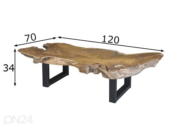 Sohvapöytä Akar 120x70 cm mitat
