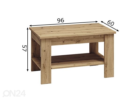 Sohvapöytä Arda 60x96 cm mitat