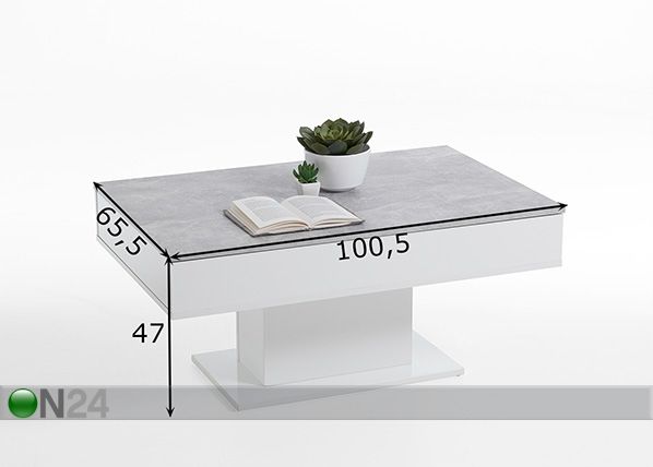 Sohvapöytä AVOLA 2 100x65 cm mitat