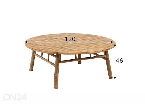 Sohvapöytä Bamboo Ø 120 cm mitat