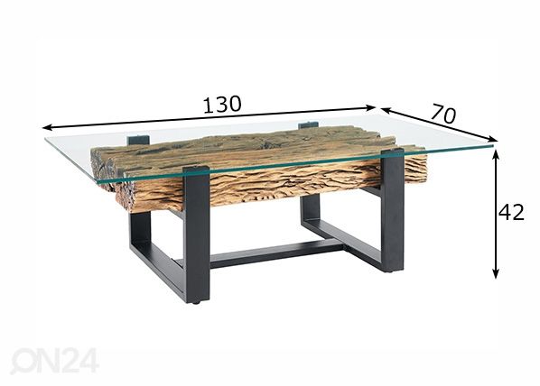 Sohvapöytä Barracuda 130x70 cm mitat